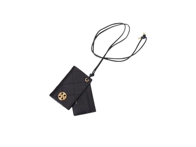 Tory Burch Tory Burch Card Case Willa Logo Lanyard Black - view 1