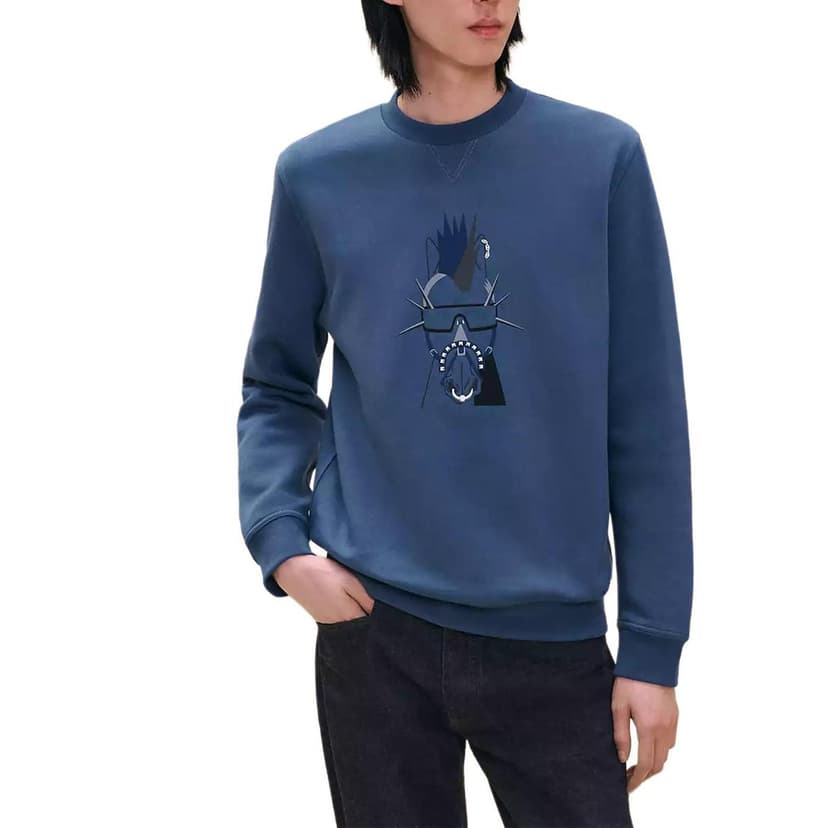 Hermes Hermes FW24 Sweatshirt Men's Blue