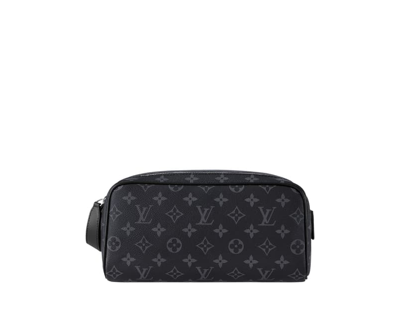 Louis Vuitton Louis Vuitton Dopp Kit Toilet Pouch In Monogram Eclipse Coated Canvas With Ruthenium-Colour Hardware Black