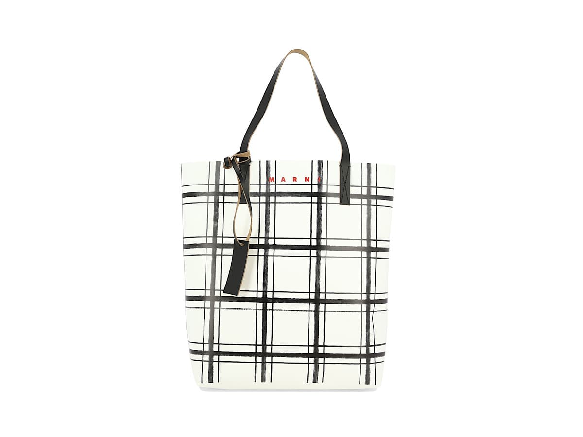 Marni Checkprint Tote Bagwhite 65 Poliuretano 36 Poliestere