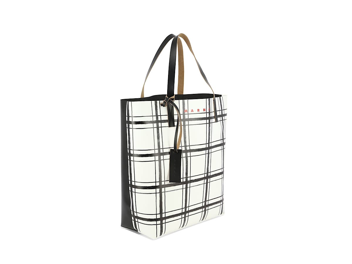 Marni Checkprint Tote Bagwhite 65 Poliuretano 36 Poliestere