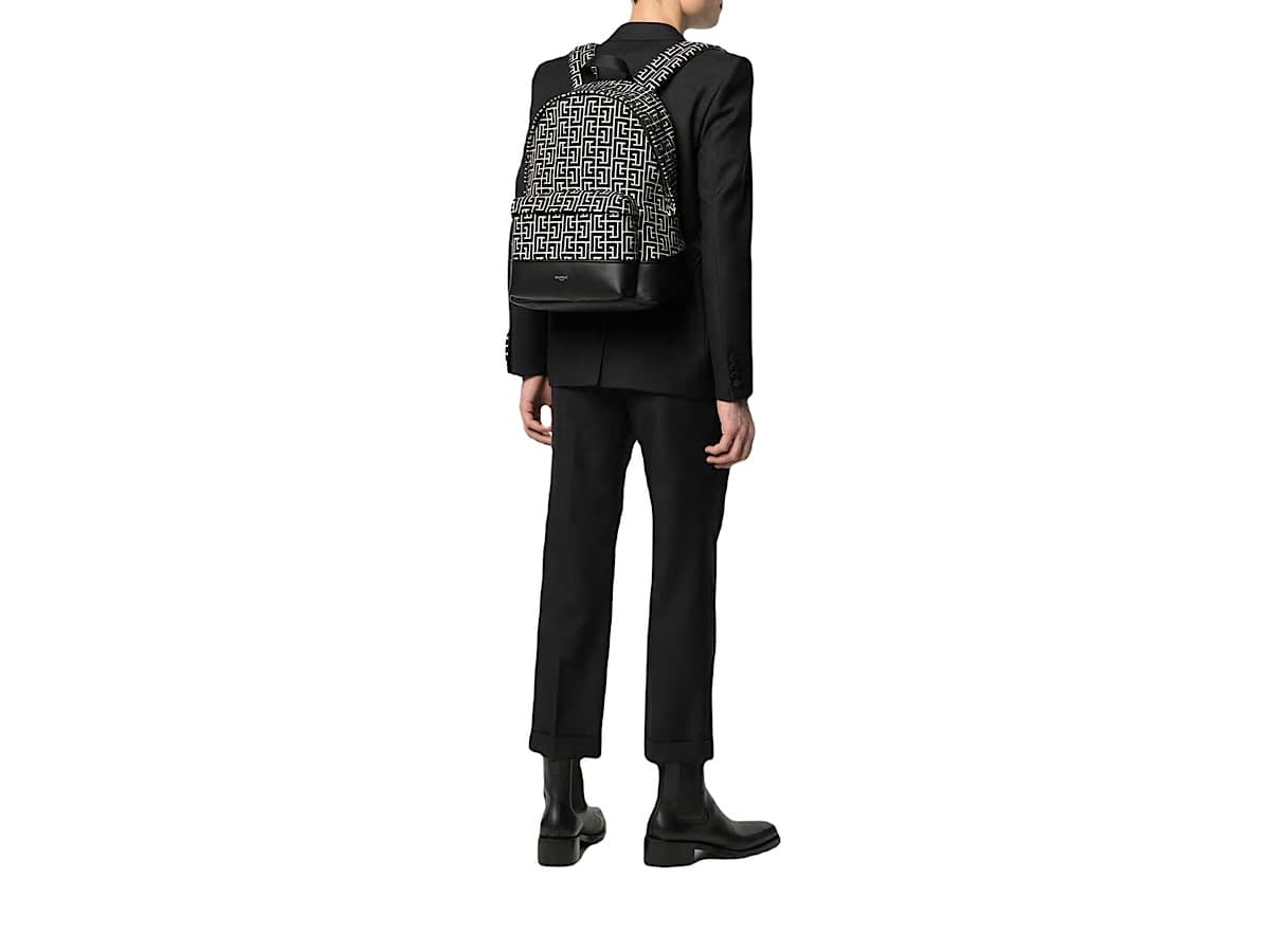 Balmain 1945 City Backpackmonogram Jacquarivoryblack 90every 10pl