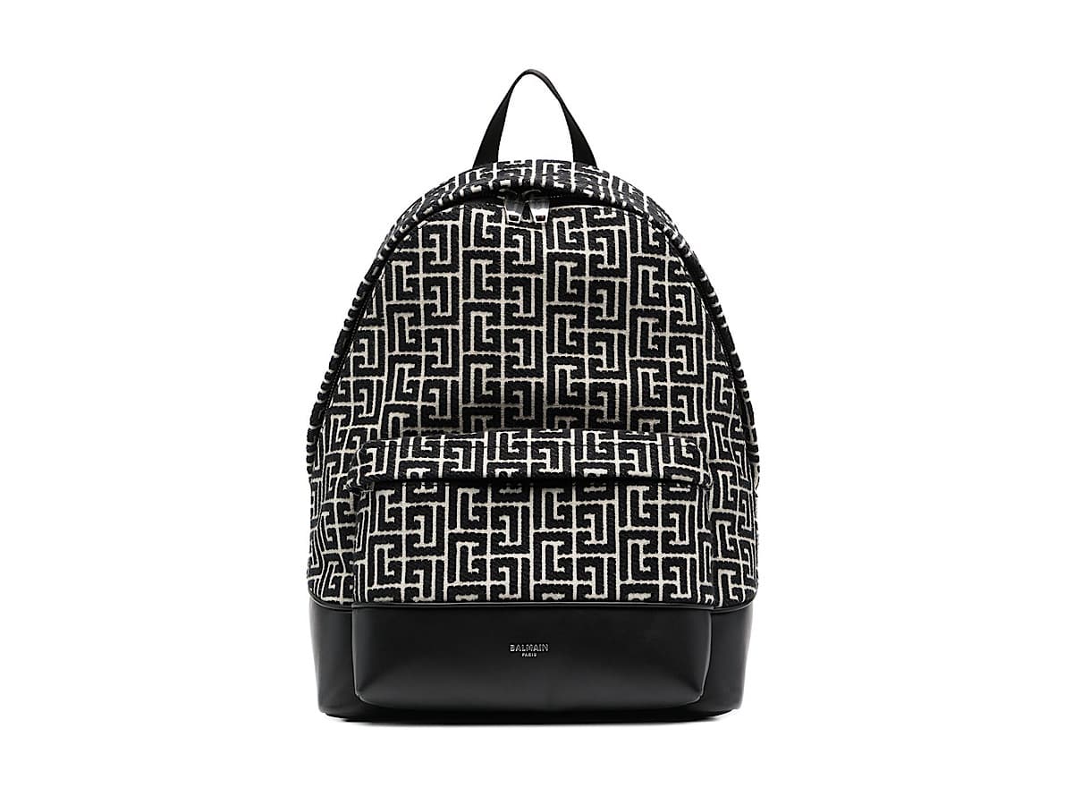 Balmain 1945 City Backpackjacquard Monograivoryblack 90coton 10polyester