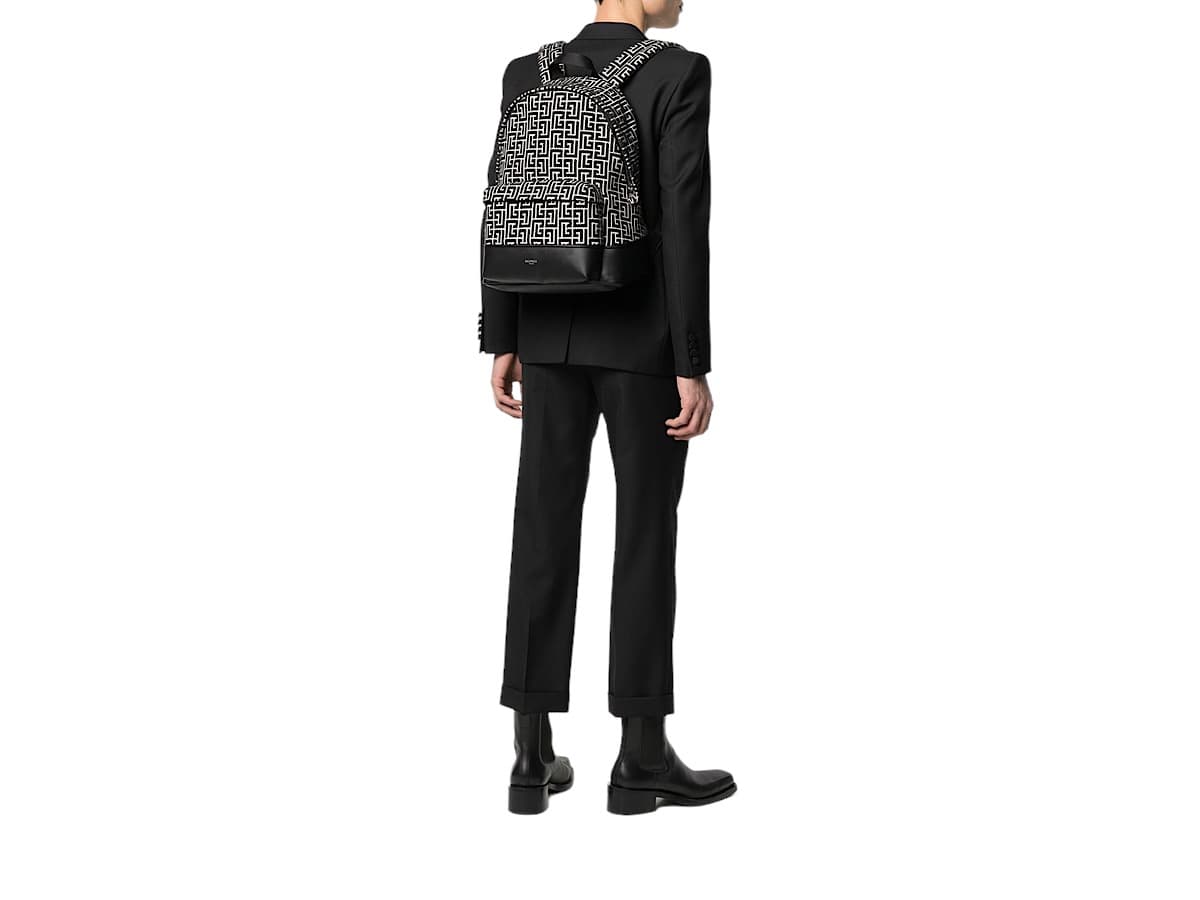 Balmain 1945 City Backpackjacquard Monograivoryblack 90coton 10polyester