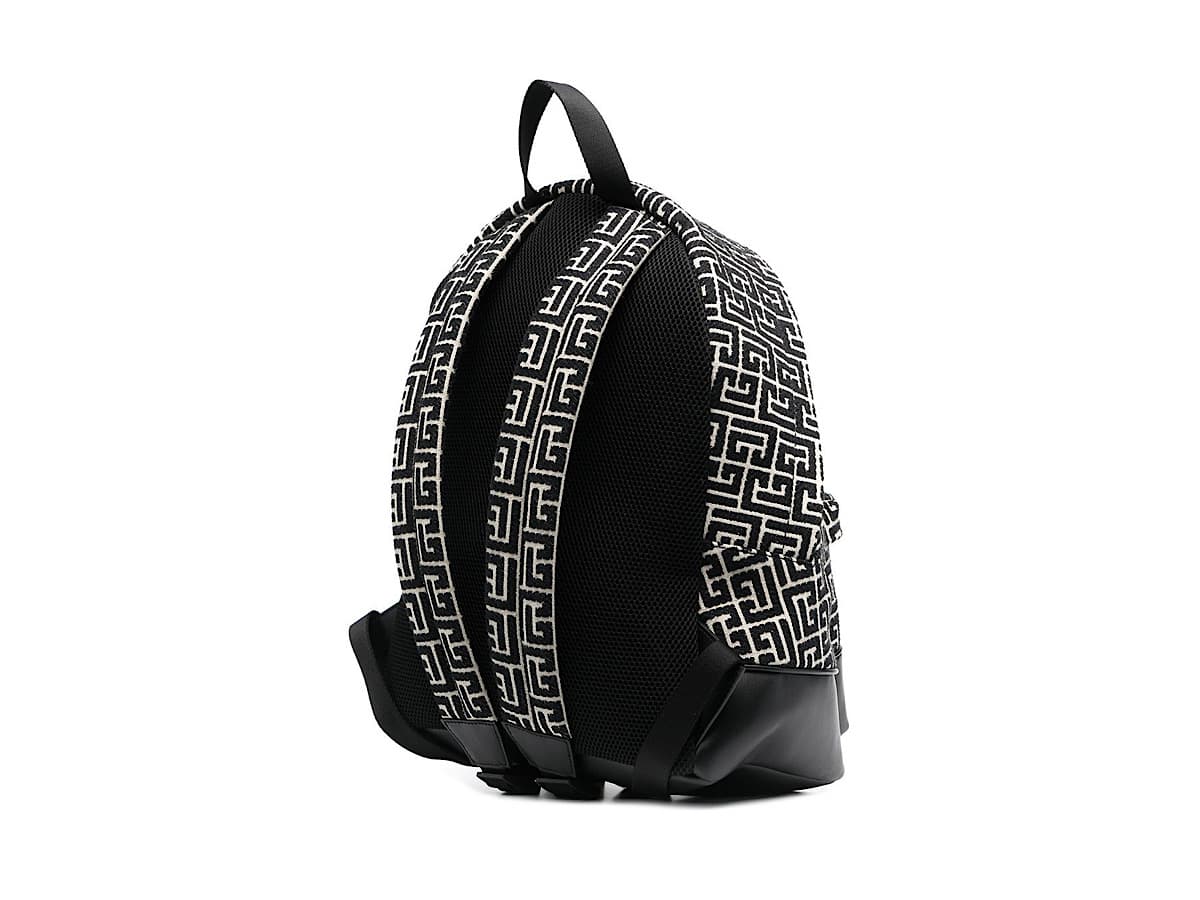 Balmain 1945 City Backpackjacquard Monograivoryblack 90coton 10polyester