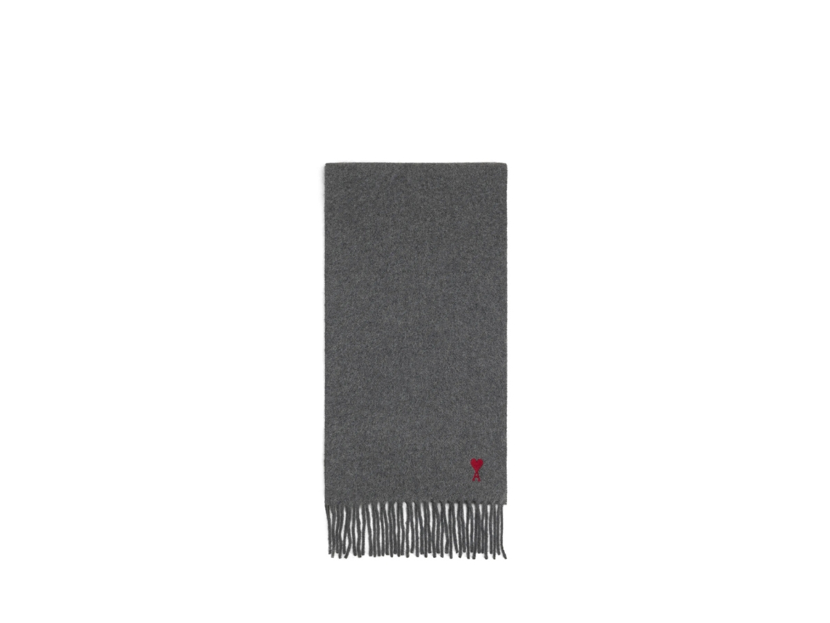 Ami Paris Ami Paris Embroidered Scarf Dark Grey