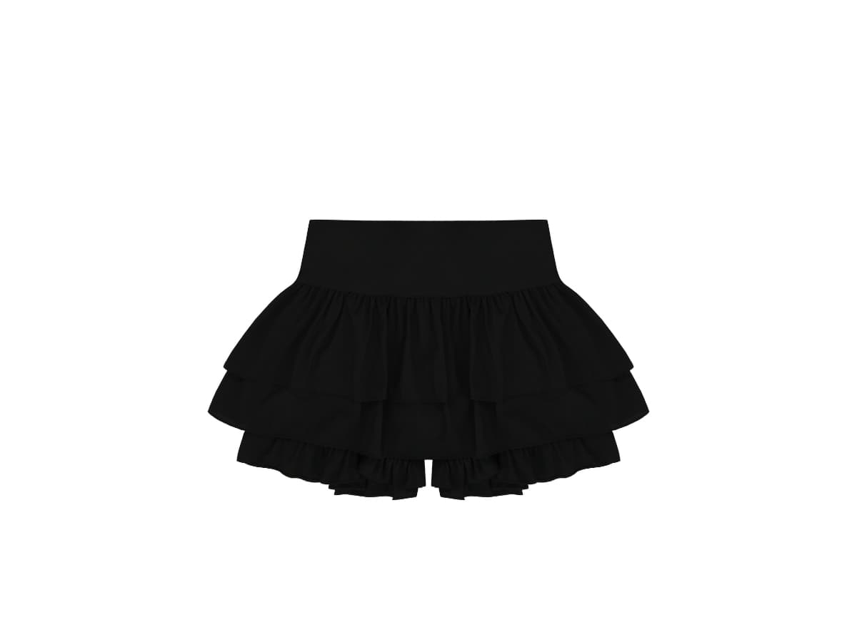 Anoetic Frill Chiffon Skirt Black