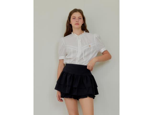 ANOETIC ANOETIC Frill Chiffon Skirt Black - view 3