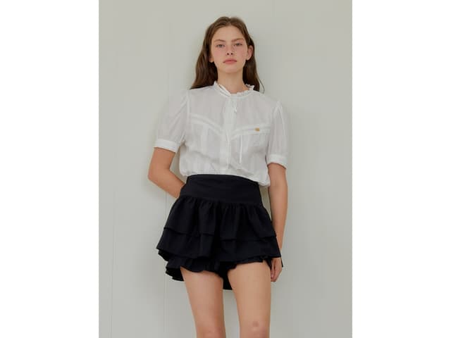 ANOETIC ANOETIC Frill Chiffon Skirt Black - view 4