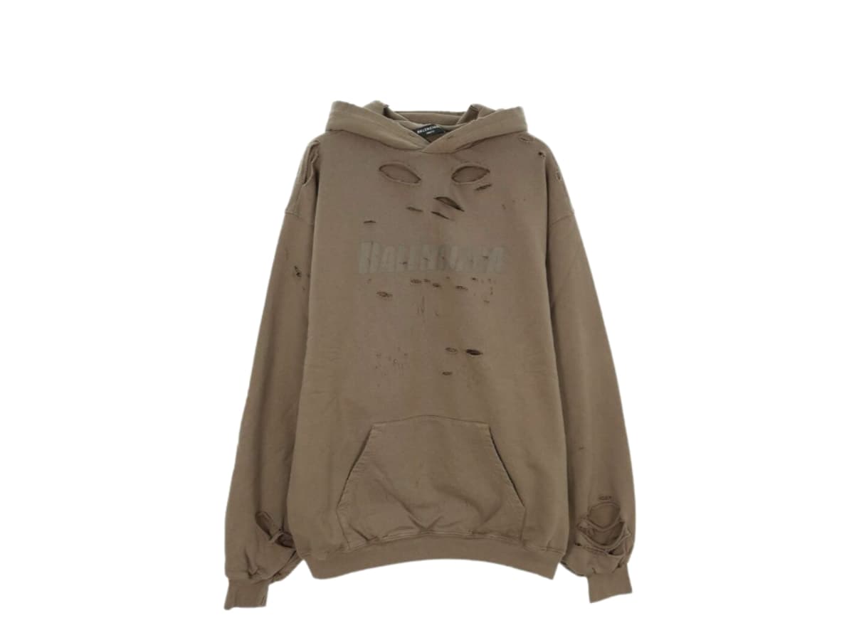 Balenciaga Destroyed Hoodie Brown