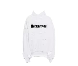 Buy Balenciaga Destroyed Hoodies White at Sasom – Authentic and Ready to Ship