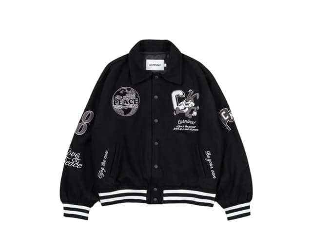 Carnival Carnival Bunny Eat World Varsity Jacket Black (FW23) - view 1