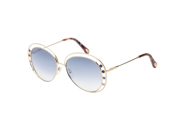 Chloé Chloé Aviator Sunglasses Gold Blue Lens - view 1