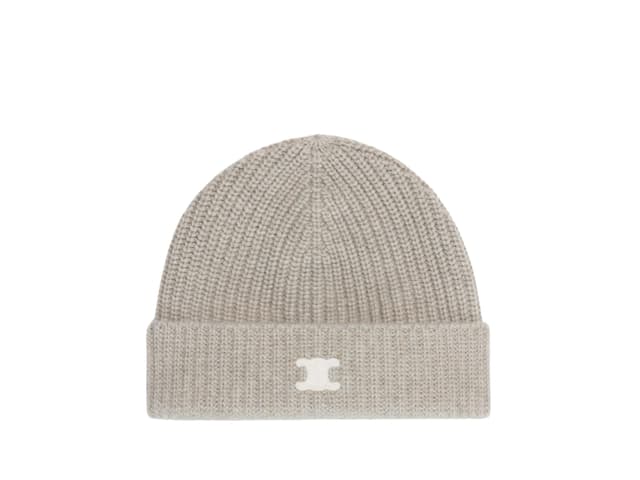 Celine Celine Triomphe Beanie In Heritage Cashmere Oatmeal - view 1