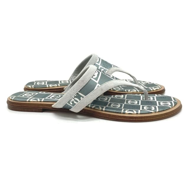 Chanel CHANEL Flat Sandals Wood / Satin Green - view 4
