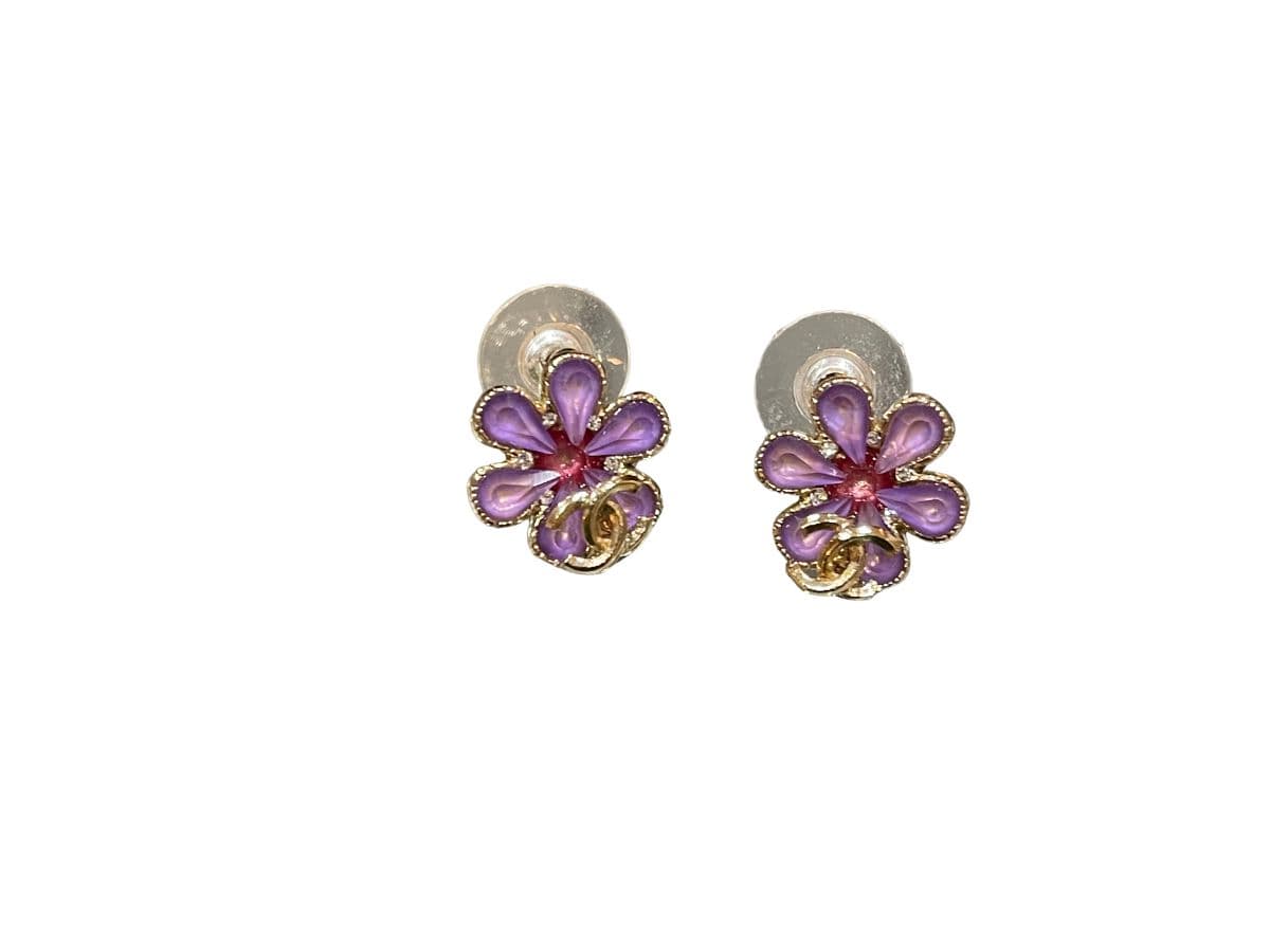 Chanel Flower Purple Earrings