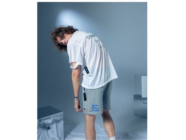 CHEMISE CHEMISE Blue Poem Grey Topdye Shorts - view 6