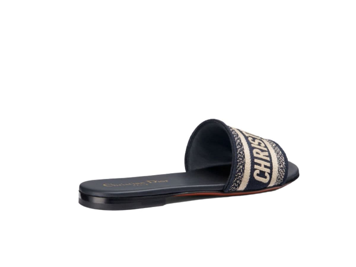 Dior Dway Slide Deep Blue Embroidered Cotton