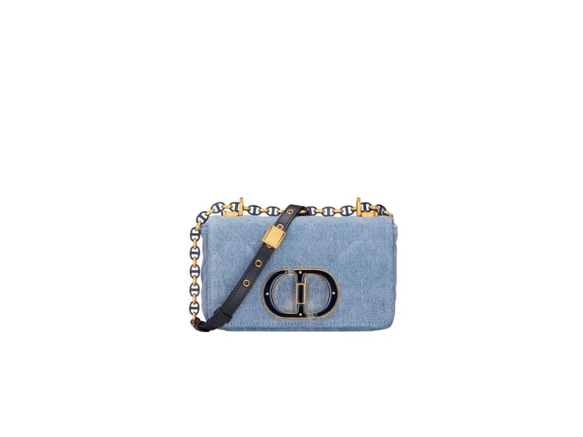 Dior Dior Small Dior Caro Bag In Blue Macrocannage Denim