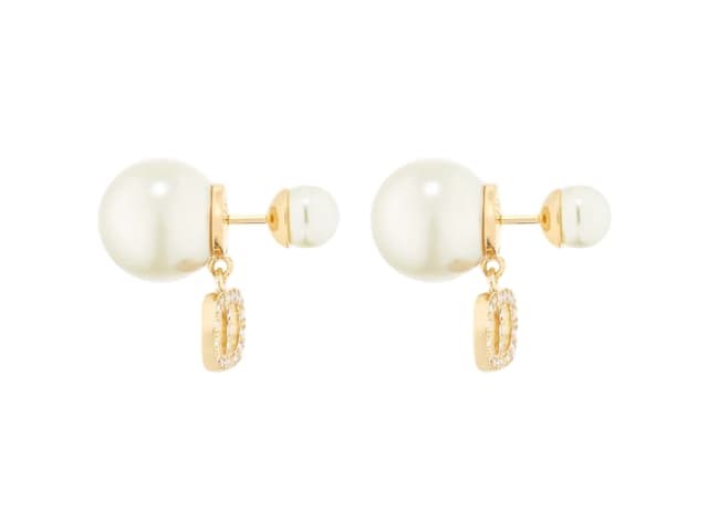 Dior Dior Tribales Earrings Gold-Finish Metal with White Resin Pearls and Silver-Tone Crystals - view 2