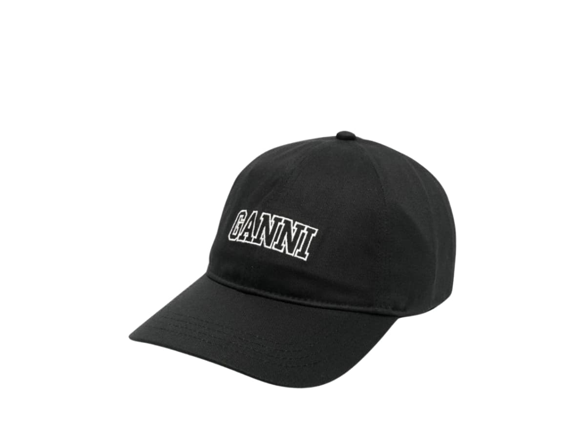 Ganni Embroidered Logo Cap Black