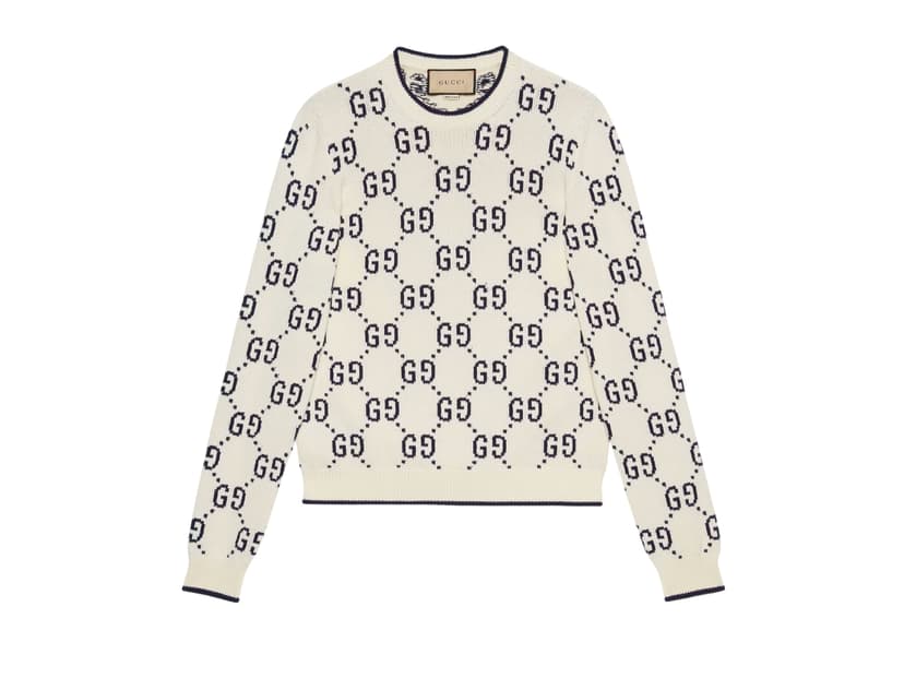 Gucci Gucci GG Cotton Knit Sweatshirt In Ivory with Black