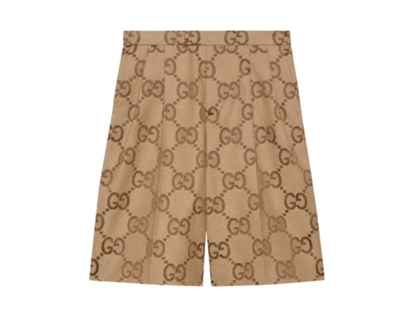 Gucci Gucci Jumbo GG Canvas Shorts In Beige And Ebony Jumbo GG Canvas
