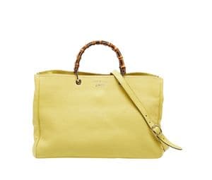 Gucci Large Bamboo Handle Shopper Tote Yellow Lime