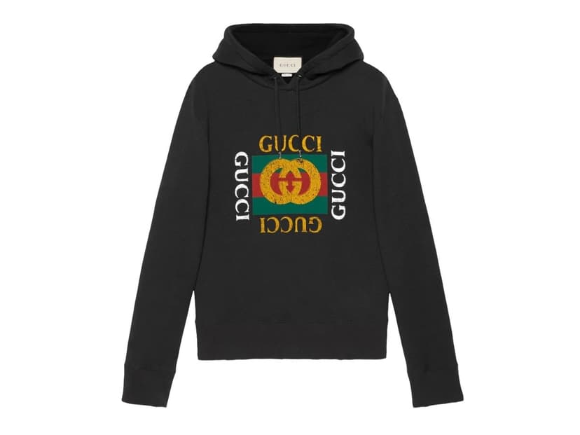 Gucci Gucci Logo Print Hoodie Black