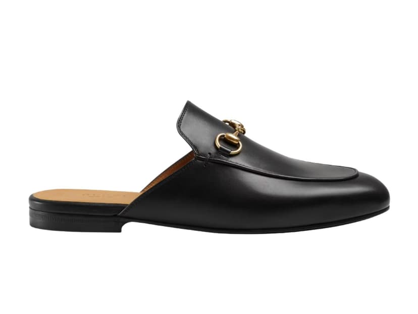 Gucci Gucci Princetown Leather Slipper With Gold-Toned Horsebit Black