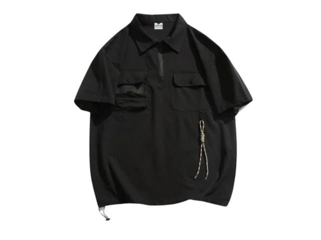 Jeera 168 Jeera 168 Black Hanging  Rope Short Sleeve Shirt - view 1
