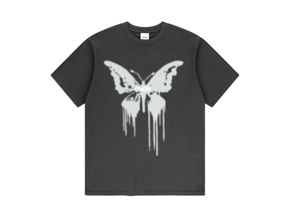 Mahagrid Butterfly Goth Tee Charcoal