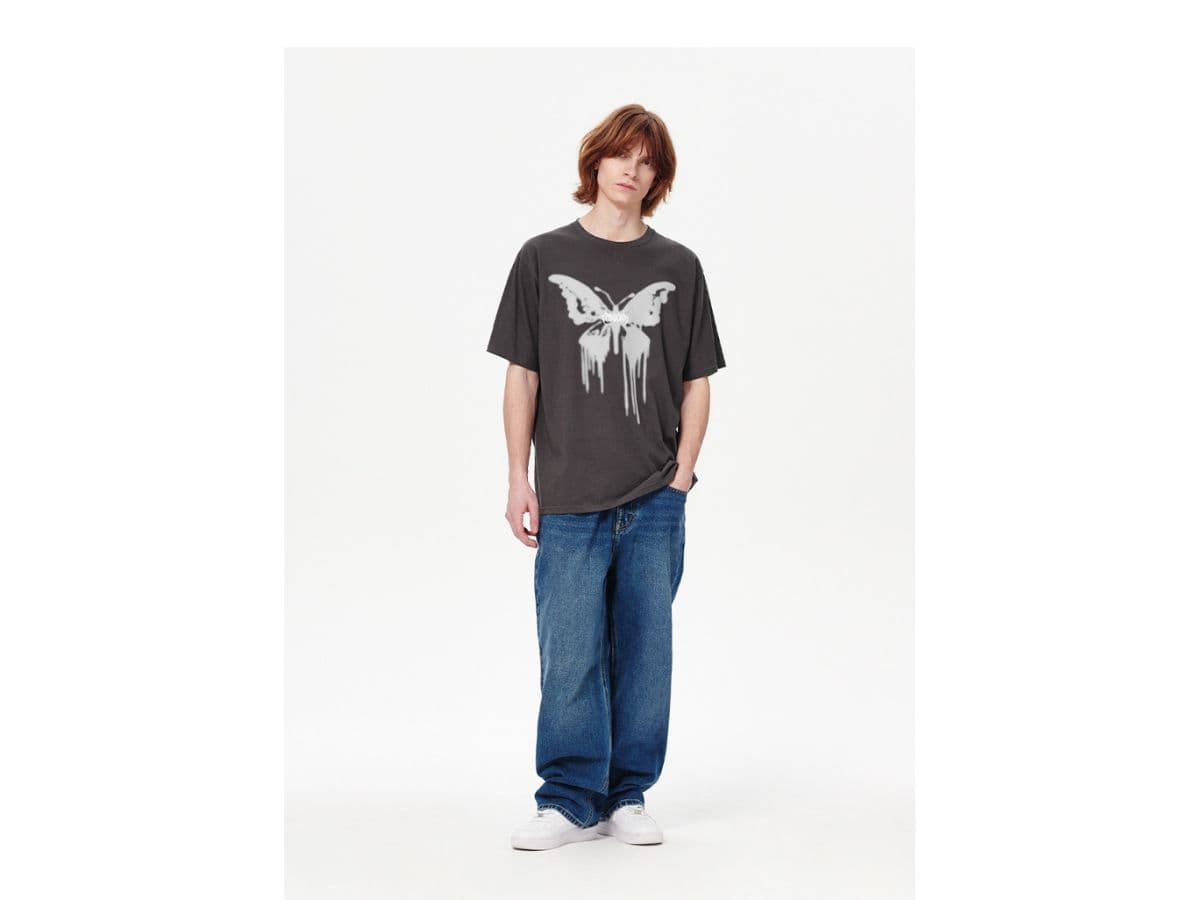 Mahagrid Butterfly Goth Tee Charcoal