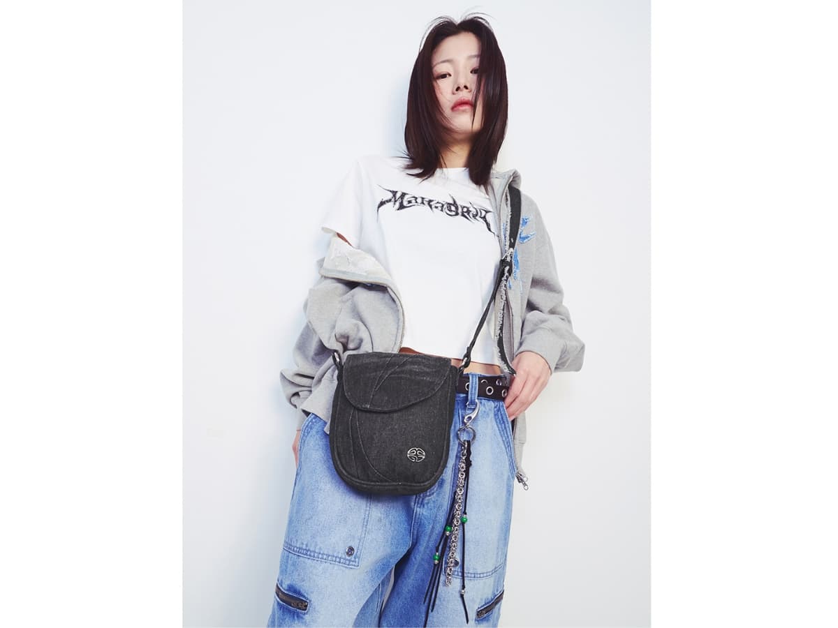 Mahagrid Denim Cross Bag Black