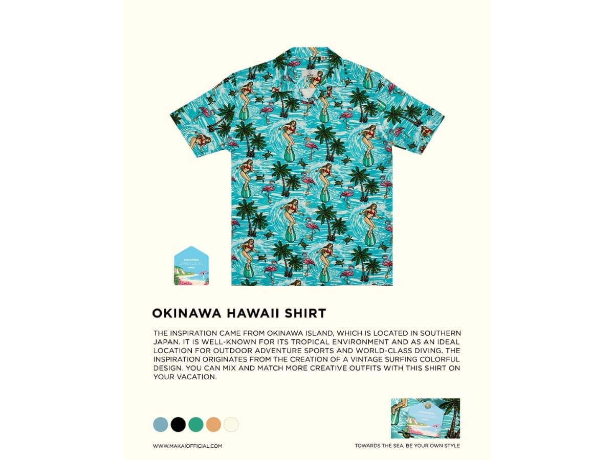 MAKAI OKINAWA Rayon Hawaiian Shirt