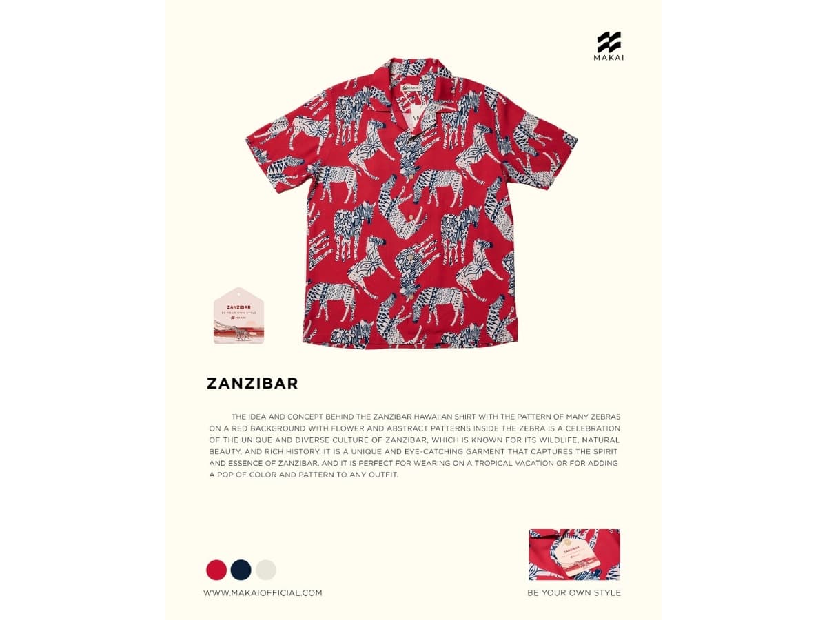 MAKAI ZANZIBAR Rayon Hawaiian Shirt