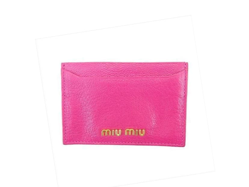 Miu Miu Miu Miu Card Case In Leather With Gold Logo Fuchsia