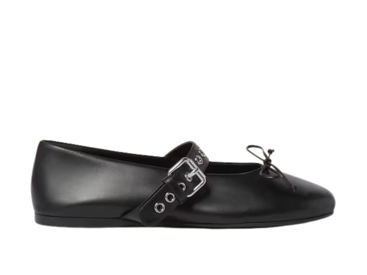 Miu Miu Leather Ballerinas Black