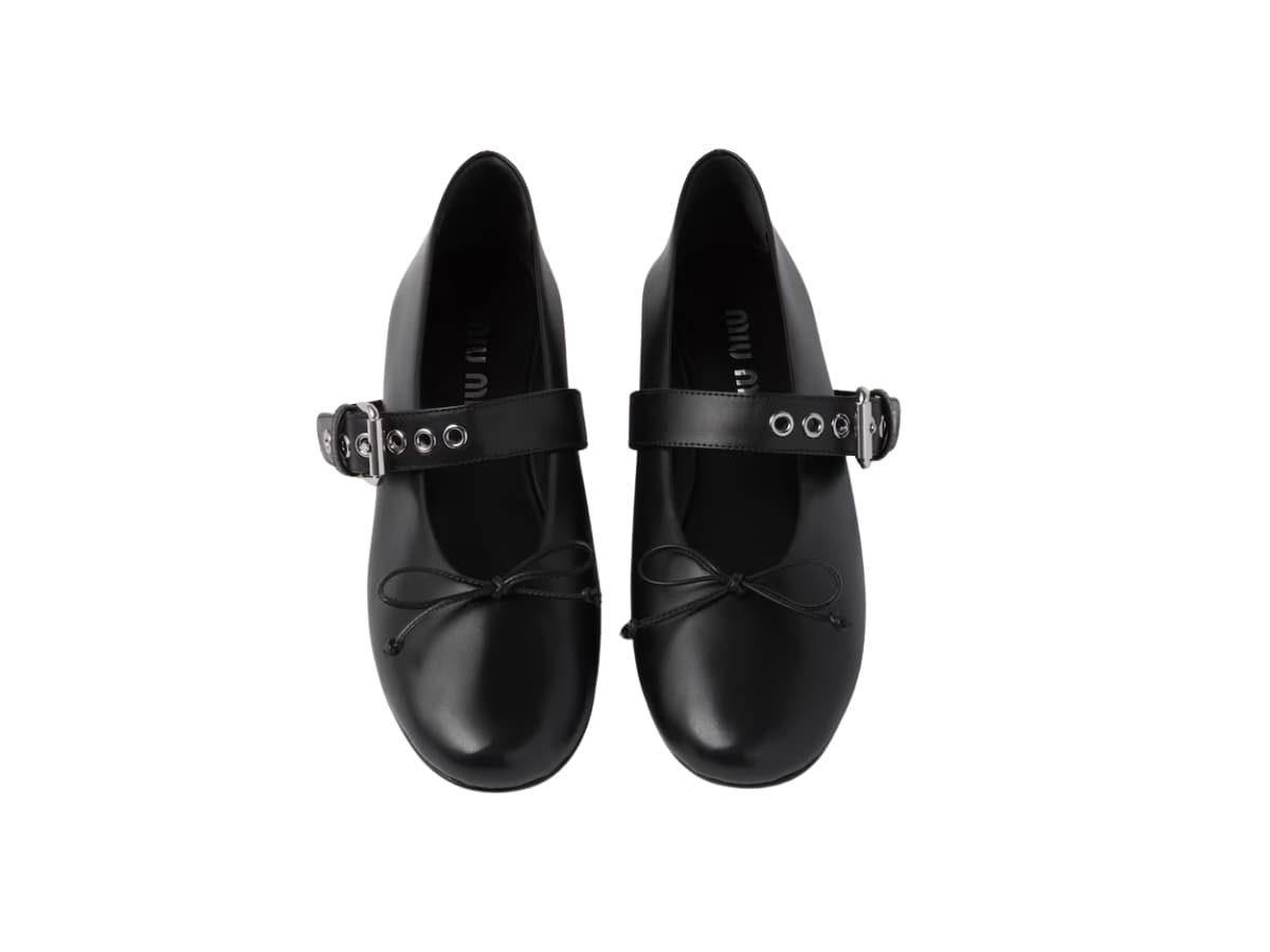 Miu Miu Leather Ballerinas Black