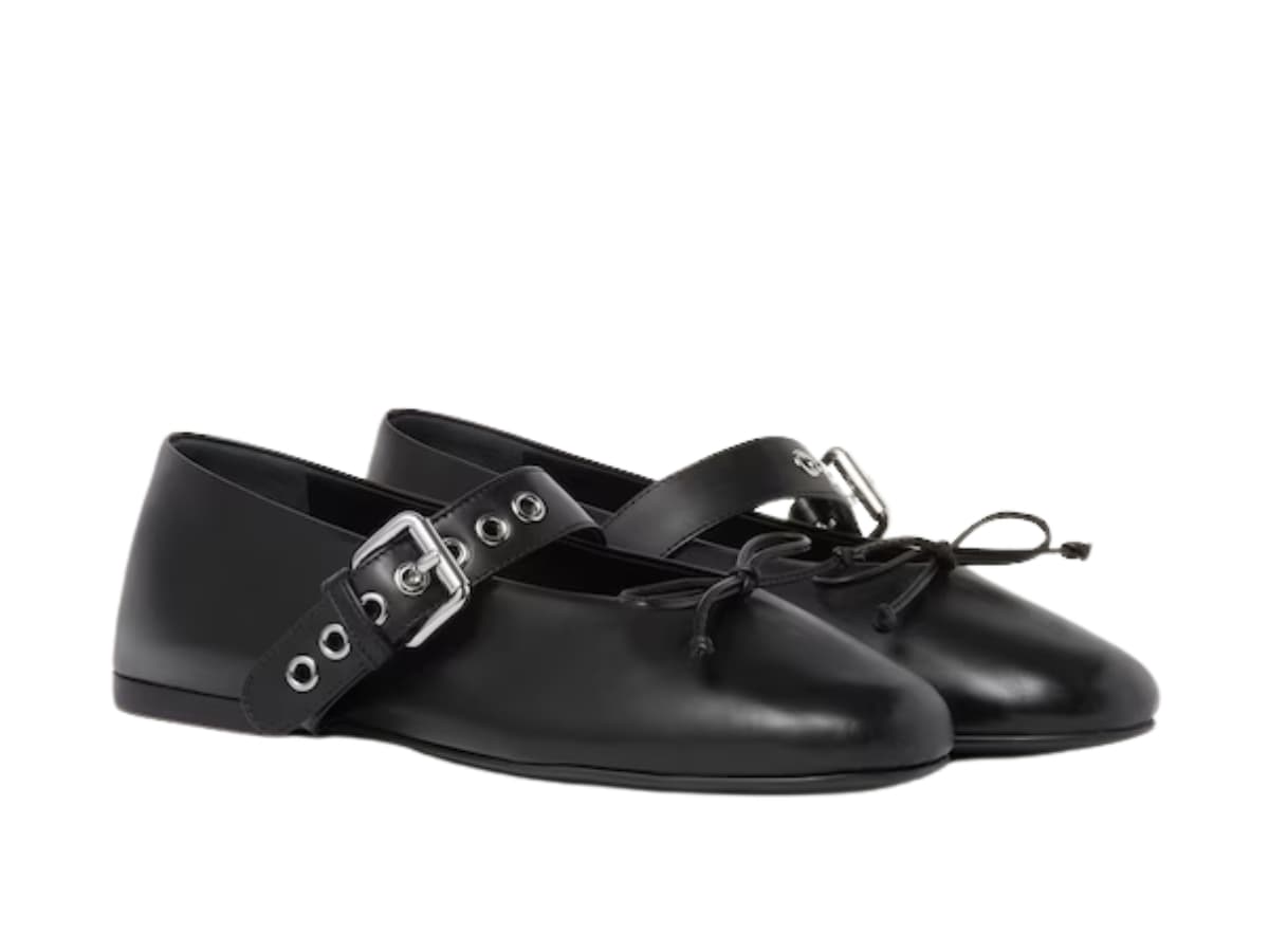 Miu Miu Leather Ballerinas Black