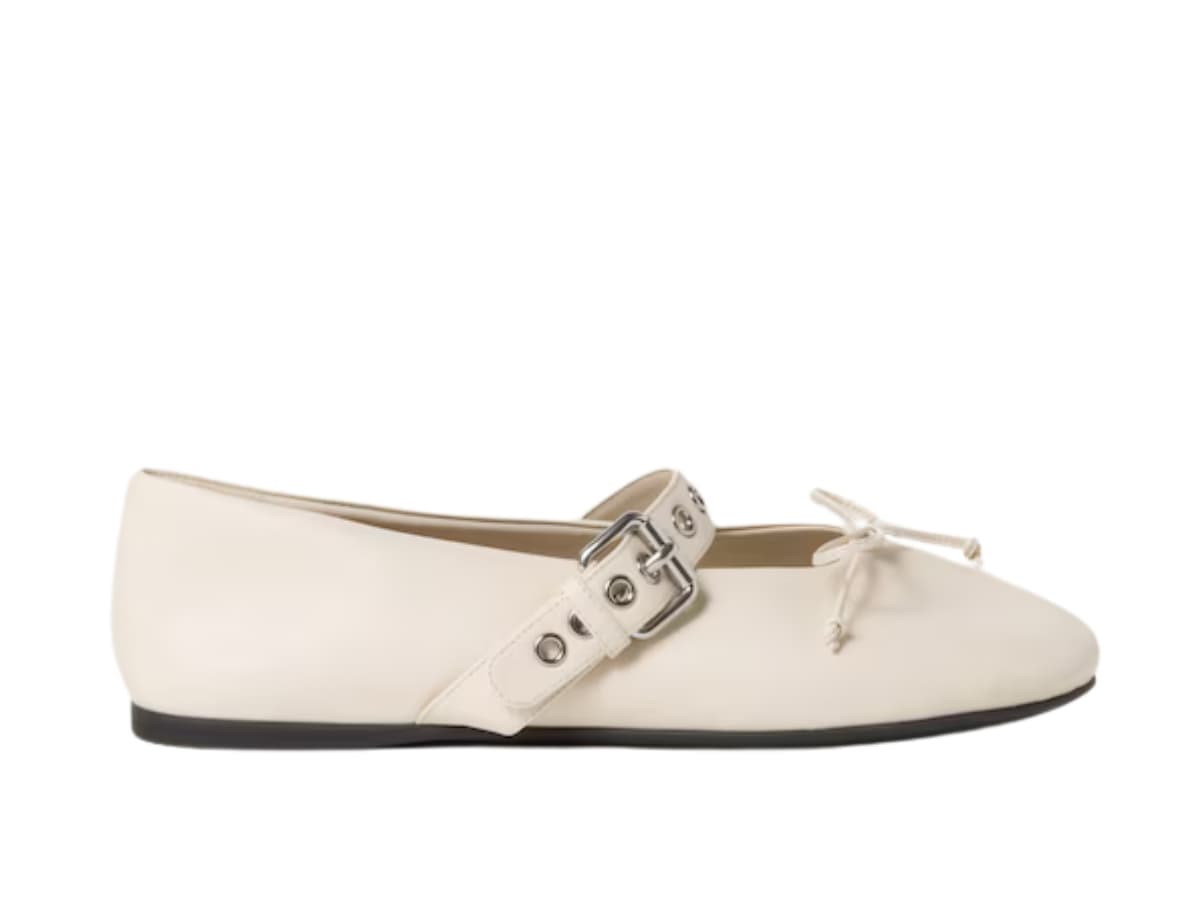 Miu Miu Leather Ballerinas Ivory