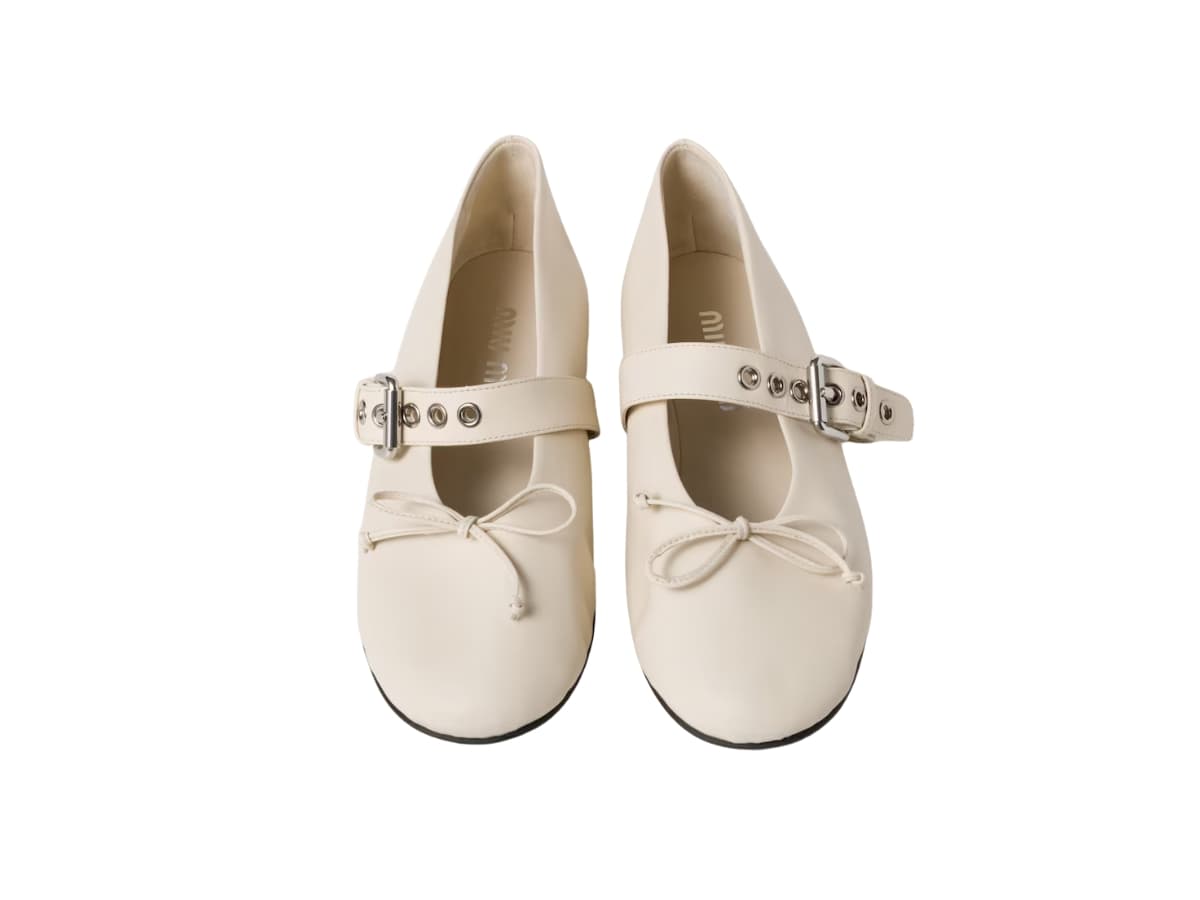 Miu Miu Leather Ballerinas Ivory