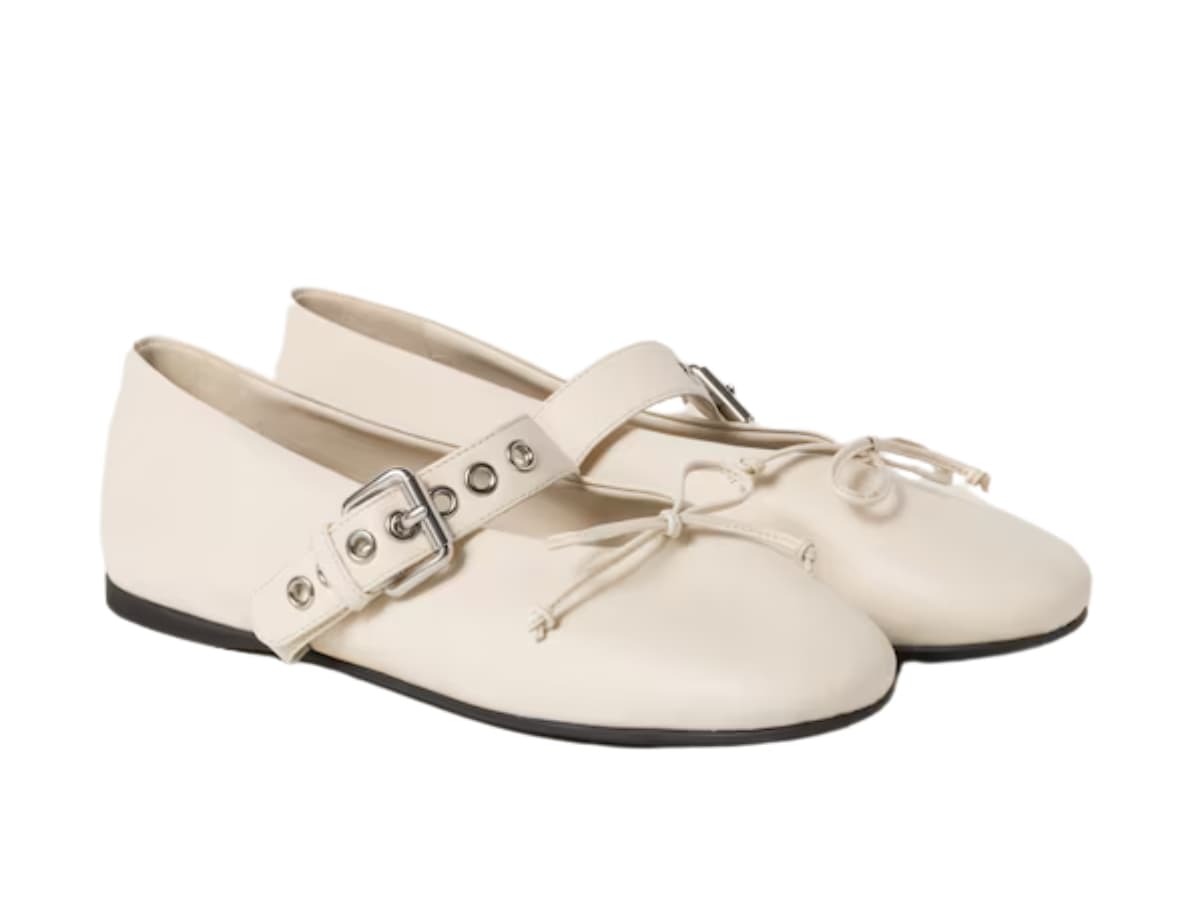 Miu Miu Leather Ballerinas Ivory