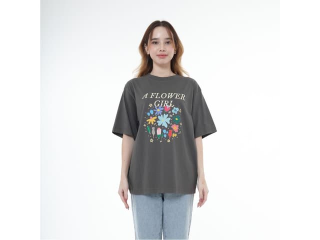 Myyoungs Myyoungs A Flower Girl Oversized T-Shirt Charcoal - view 2