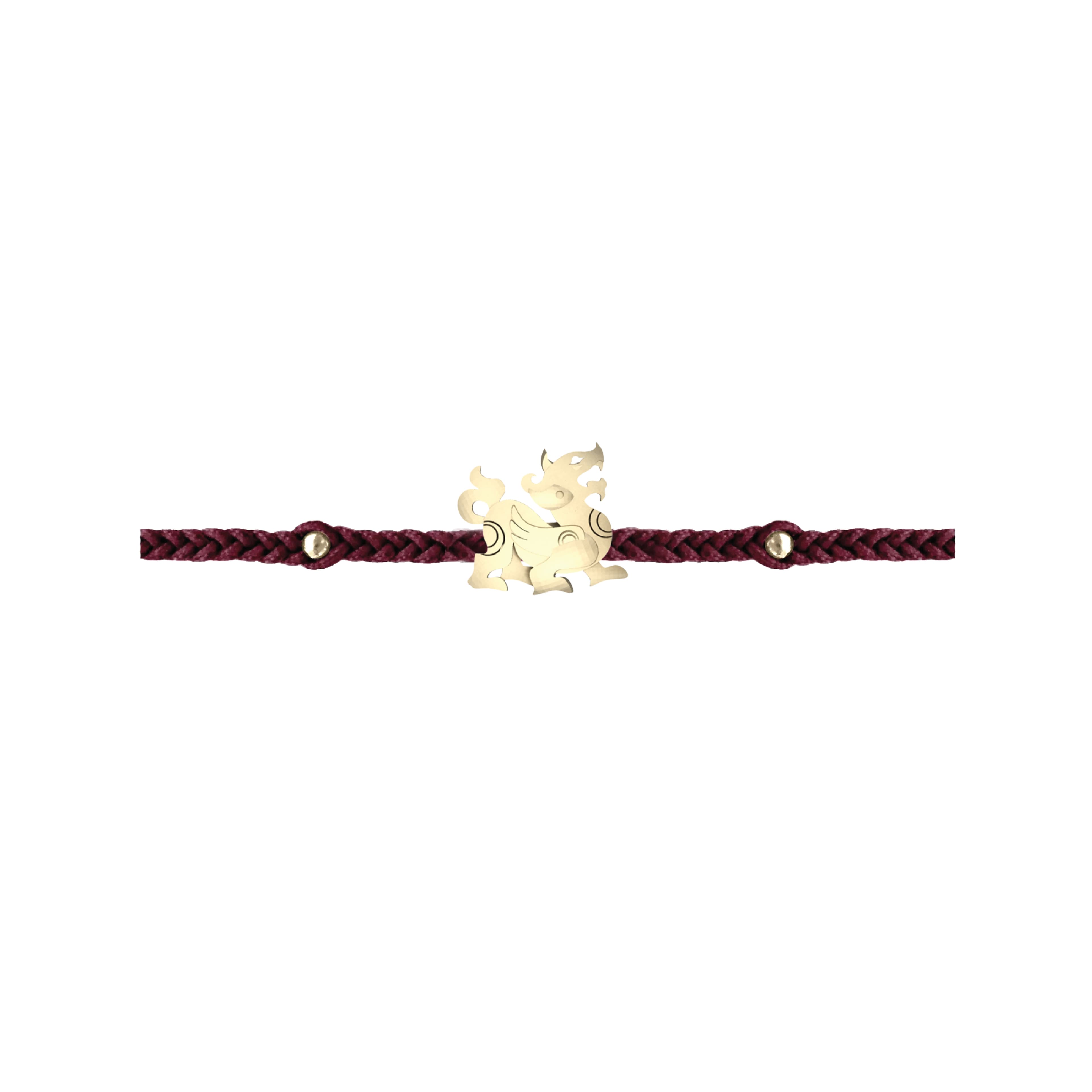 Pixiu Golden Gold Bracelet (Burgundy)