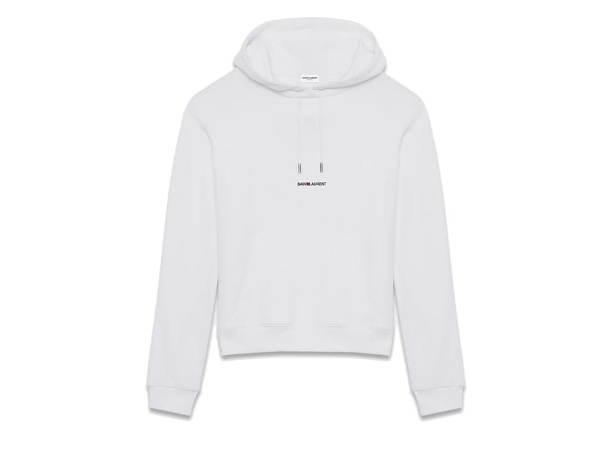 Saint Laurent Logo Hoodie White