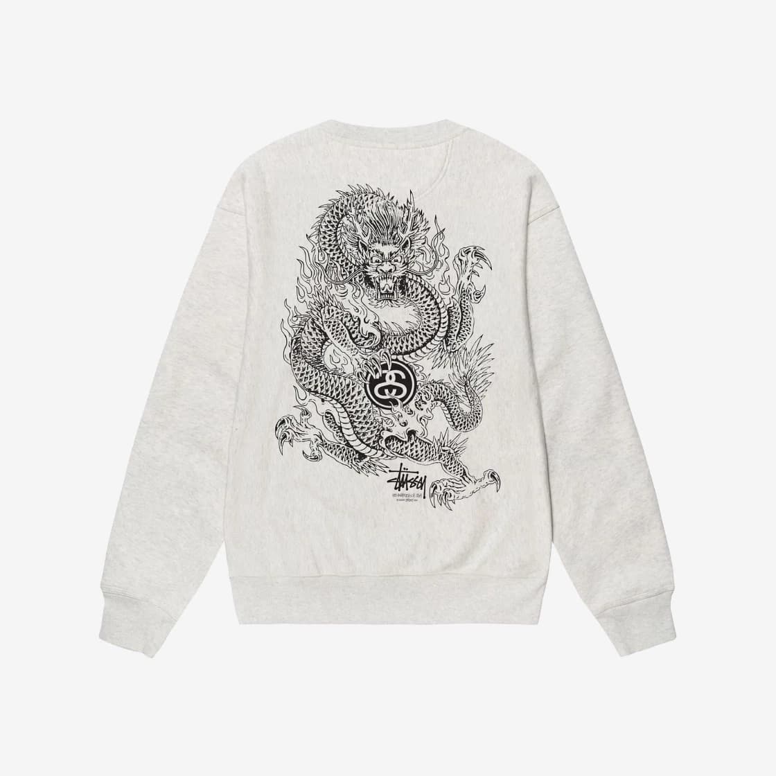 Stussy Dragon Crew Ash Heather Shop Authentic at SASOM