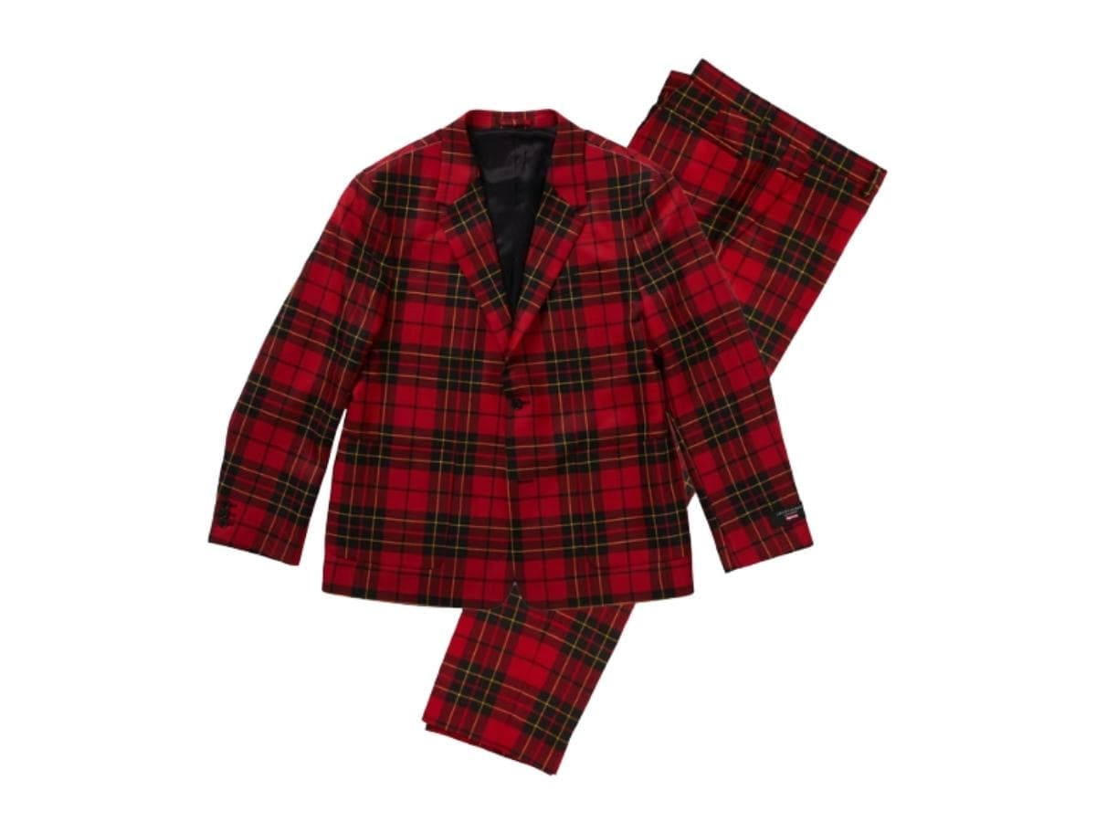 Supreme Tartan Wool Suit Red