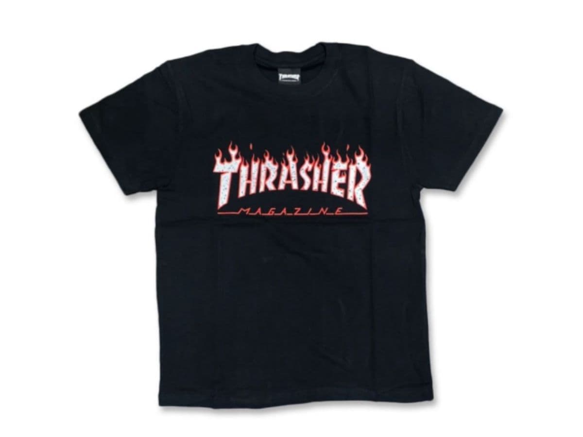 THRASHER SPLATTER FLAME Tee Black