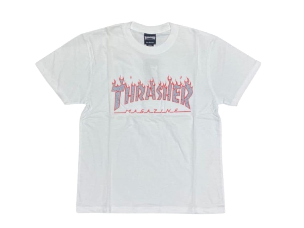 THRASHER SPLATTER FLAME Tee White